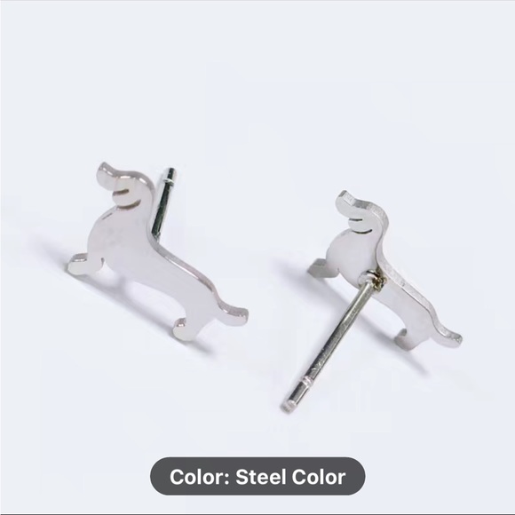 Stainless Steel Ear Studs Earrings, Vintage Simple Cute Puppy Earrings - Picture 5 of 5